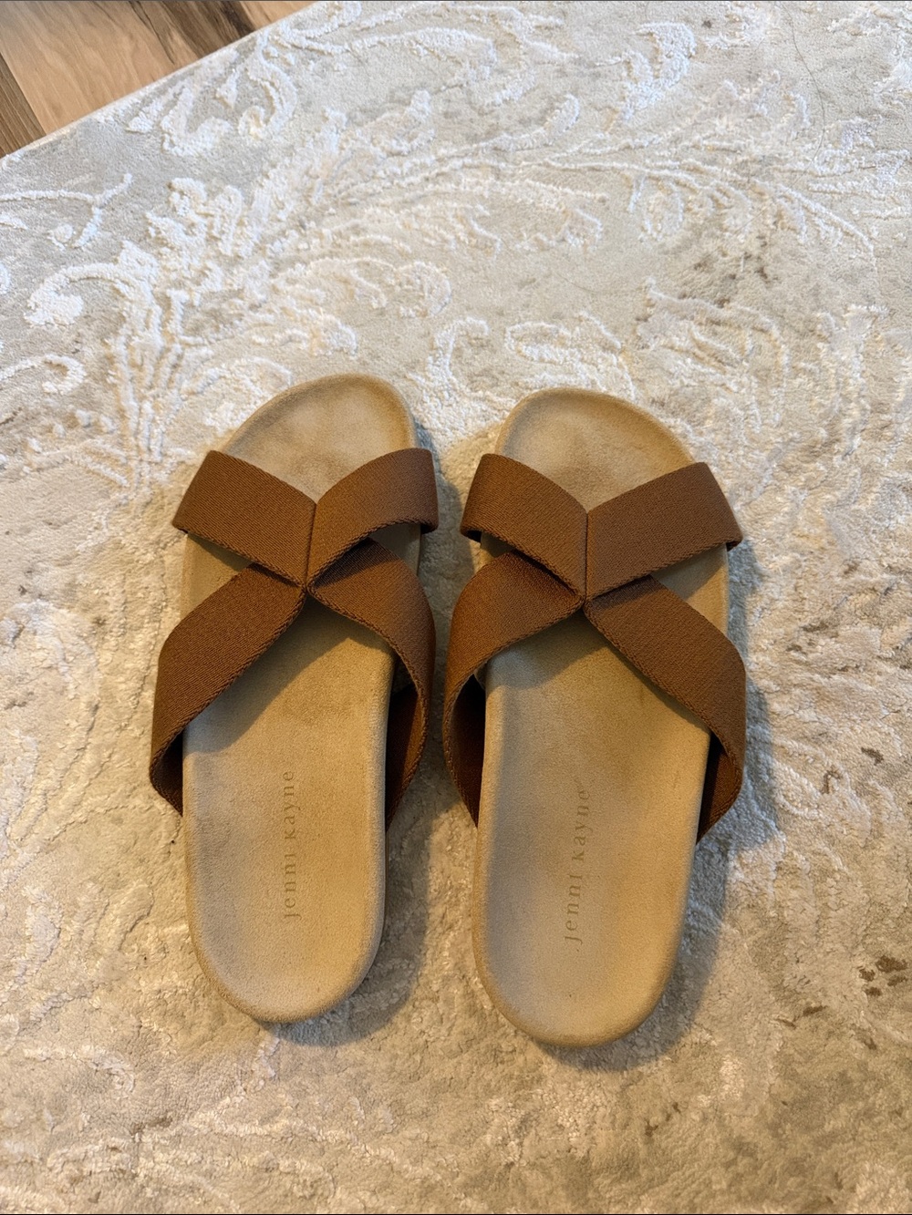 Jenni Kayne Tan Crisscross Slide Sandals